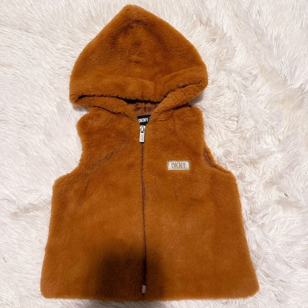 DKNY Kids Faux Fur Vest - Brown